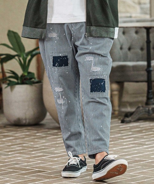 mp13090- Heritage Hickory Stripe Distressed Pants ヒッコリーパンツ