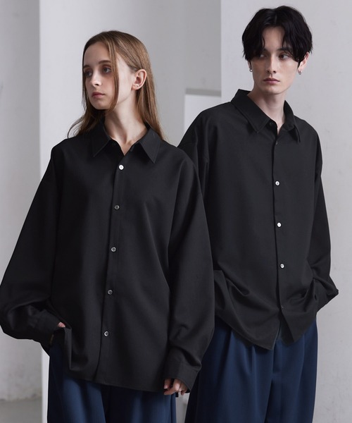 セール】【CLEL】Balloon Sleeve Loose Regular Collar Shirt