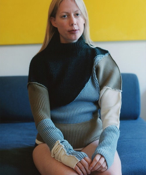 leinwande（ラインヴァンド）の「Patchwork Asymmetry Top（ニット