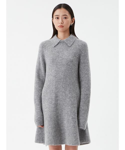 襟付きペプラムニットミニワンピース（ニット/セーター）｜Mila Owen