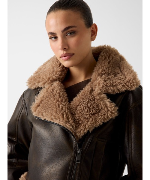 YOLENE Faux Shearling Biker ライダースジャケット アウター | GUESS