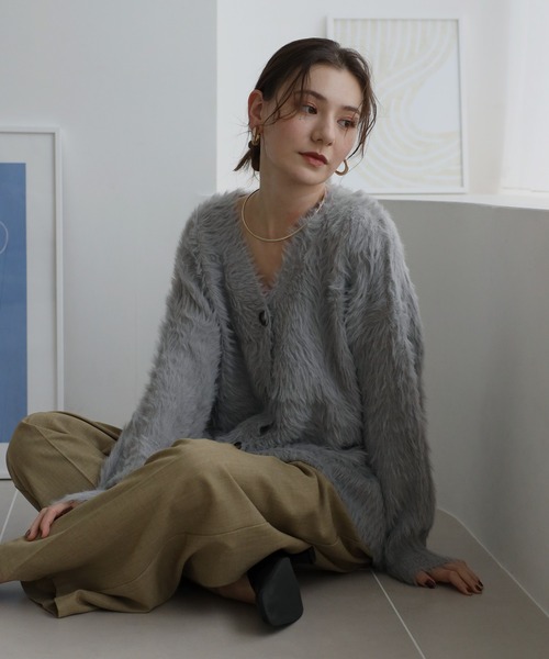 セール】shaggy knit cardigan / シャギーニットカーディガン