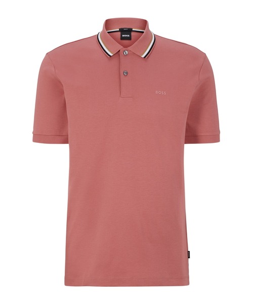 ストライプカラー スリムフィット コットン ポロシャツ（ポロシャツ