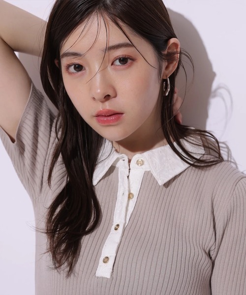 Apuweiser-riche（アプワイザーリッシェ）の「レース衿リブニット