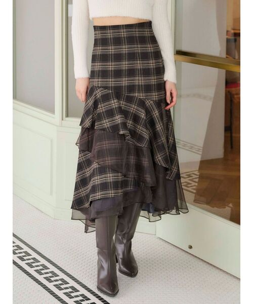 追加生産】異素材使いティアードスカート（スカート）｜MERCURYDUO