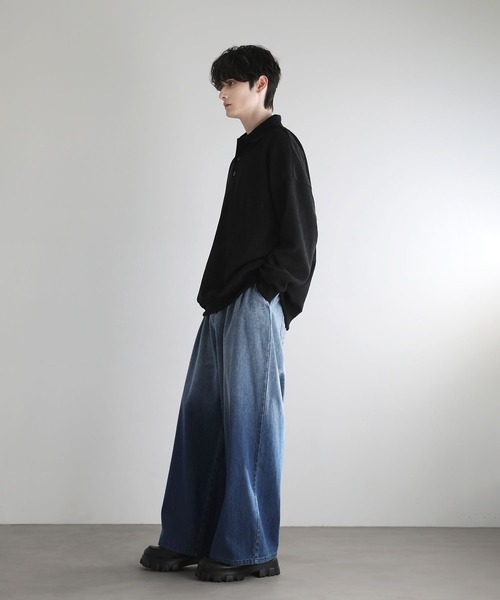 グラデーションワイドバギーデニムパンツ（デニムパンツ）｜ETELIO