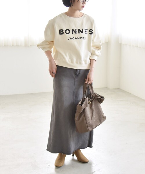 quaranciel:〈手洗い可能〉スパンコール刺繍 ロゴ スウェット