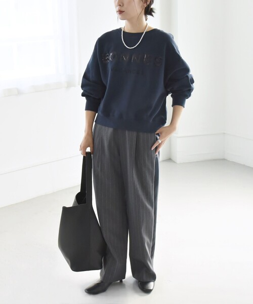 quaranciel:〈手洗い可能〉スパンコール刺繍 ロゴ スウェット