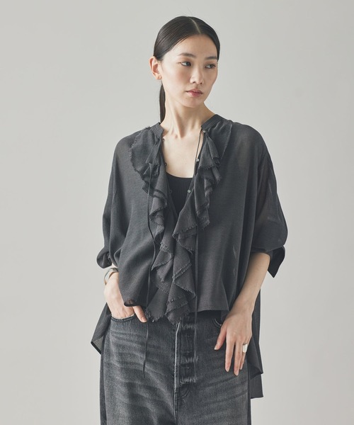 Curensology(カレンソロジー)/ウールミックスボイルフリルブラウス