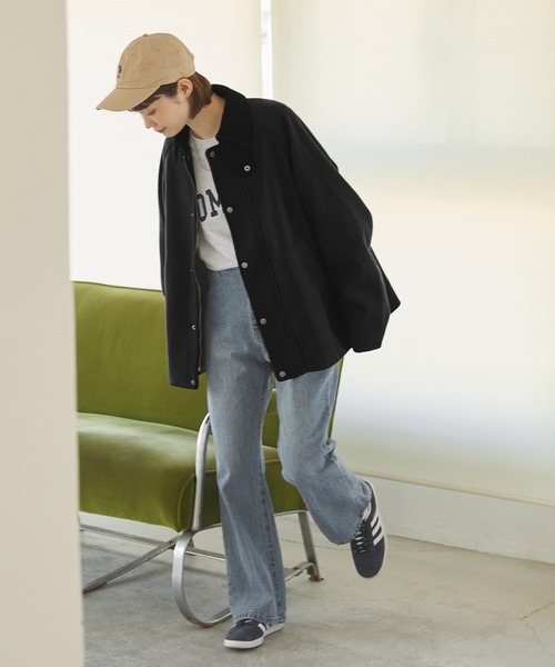 オーバーサイズ テックメルトン コーデュロイ襟ハンティングジャケット