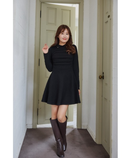 Paneled Flared Knit Mini Dress（ワンピース）｜Her lip to（ハー