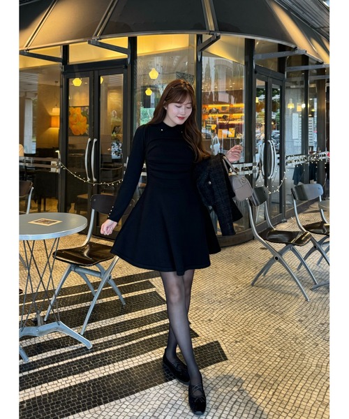 Paneled Flared Knit Mini Dress（ワンピース）｜Her lip to（ハー