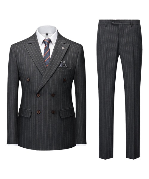Cloudstyle】ストライプ ダブルブレストスーツ / ビジネスセットアップ