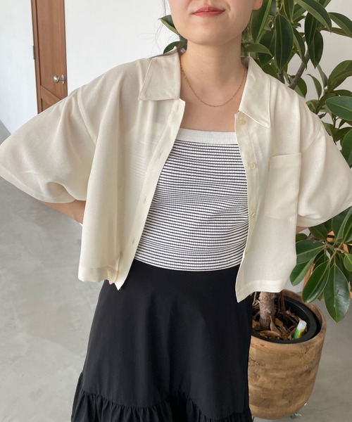 LOWRYS FARM（ローリーズファーム）の「メッシュクロップドシャツSS