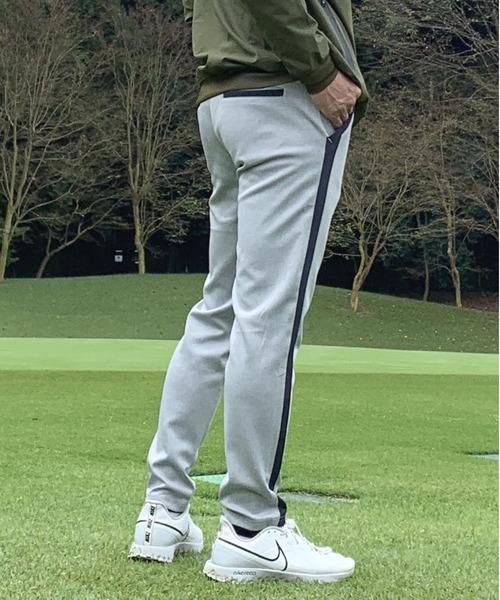 ストレッチ ポンチ ジャージ素材ゴルフウェア ライン入り テーパード