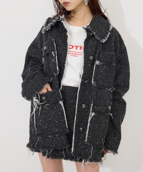 SLY（スライ）の「GRAIN TWEED JK-BE グレイン ツイード ジャケット