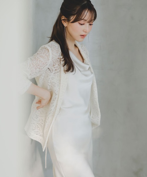 SNIDEL（スナイデル）の「レースジャケット×サテンキャミワンピースSET