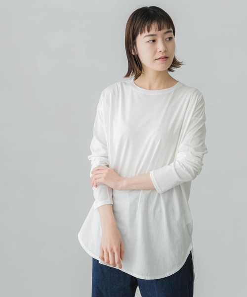 かぐれ（カグレ）の「ソフトコットンラウンドヘムカットソー（Tシャツ