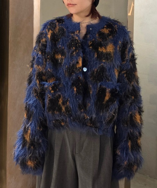 Ameri（アメリ）の「ANIMAL SHAGGY KNIT CARDIGAN（ニット/セーター