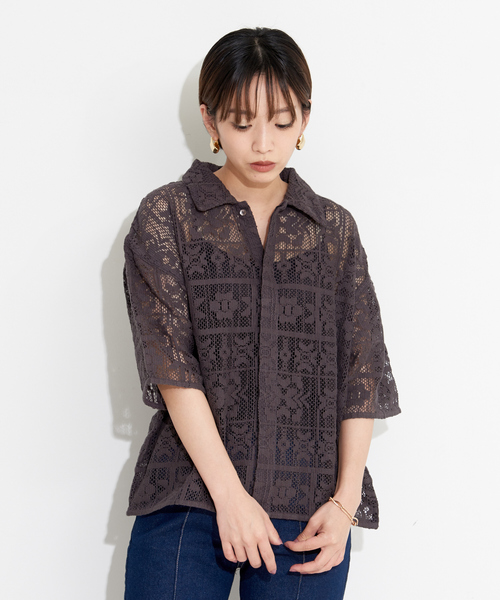 WEB限定】パッチワークレースシャツ（シャツ/ブラウス）｜NOMINE
