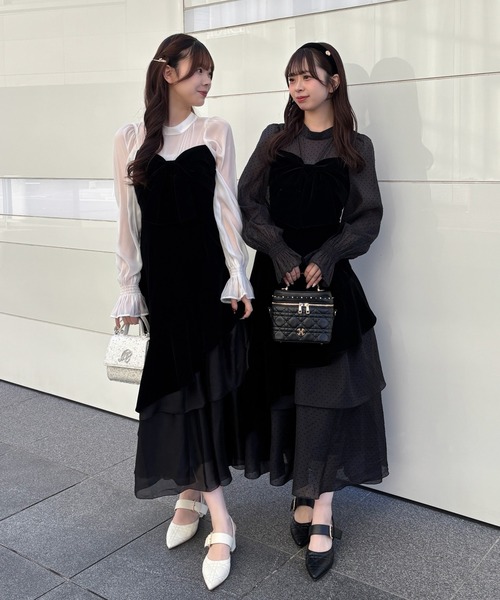 ベロアリボンロングワンピース（ワンピース）｜one after another NICE