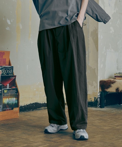 ナイロン ボックスタック ワイド グルカパンツ ドローコード付き