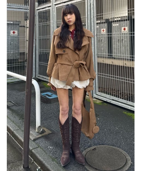 MICHIXSLY F/SUEDE S/TRENCH ミチスライフェイクスウェードショート