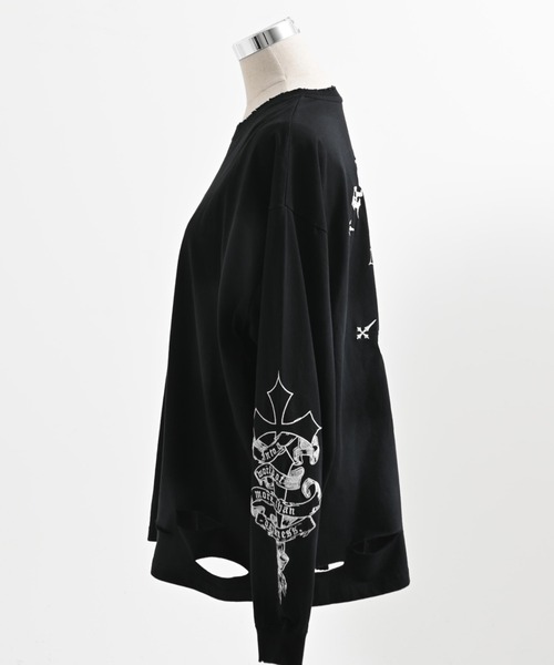 REFLEM/レフレム』クロス刺繍L/S Tee/ロングスリーブカットソー（T