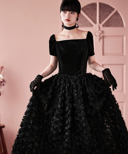 ベロアロゼットフレアドレス（ドレス）｜etoll.（エトル）の