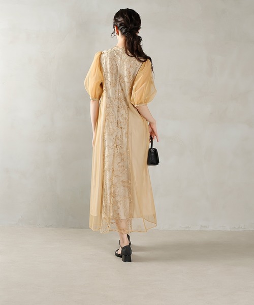 セール】スパンコールレース Aライン チュールワンピース パーティー