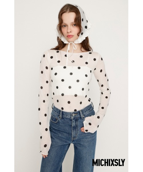 MICHIXSLY DOTS KNIT TOPS ミチスライドットニットトップス 冬服 春服