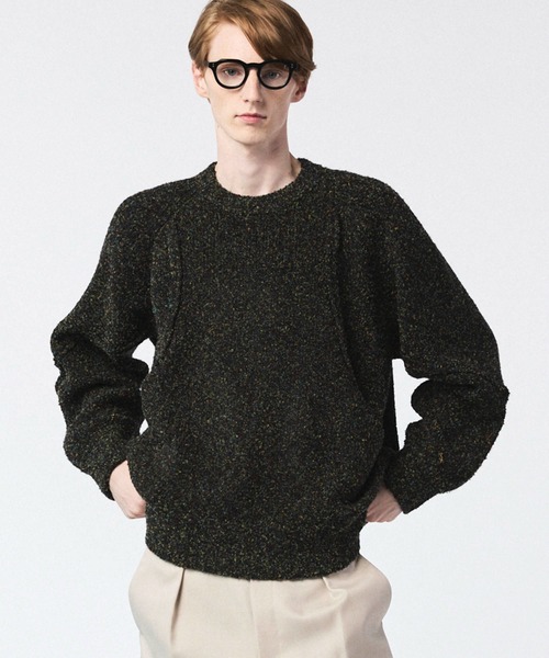 UNISEX》Melange Boucle Crew Neck Prime-Over Knit Pullover/メランジ