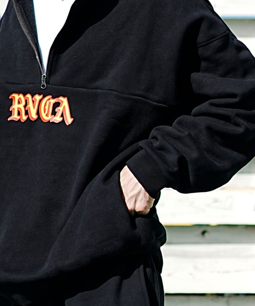 セール】RVCA/ルーカ ハーフジップアップ スウェット プリント 裏起毛