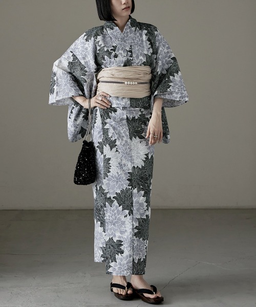 浴衣セット レディース 着付けのいらない二部式 セパレート式綿麻浴衣