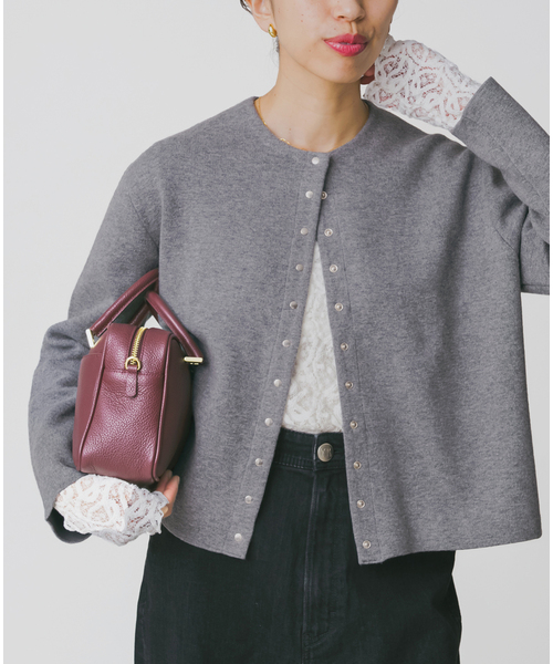 IENA ダブルフェイススナップカーディガン