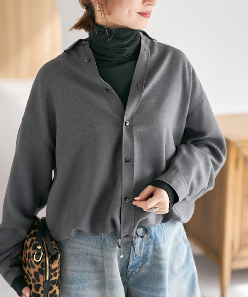 セール】《追加》ウールライクヘムギャザーシャツ（シャツ/ブラウス