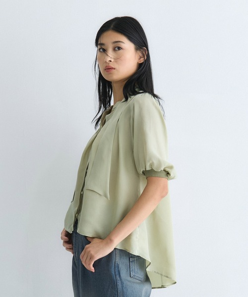 セール】キュプラタックハーフスリーブブラウス｜ウォッシャブル