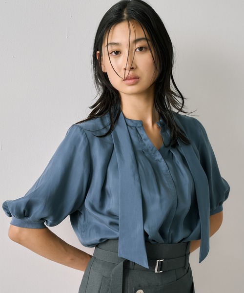 セール】キュプラタックハーフスリーブブラウス｜ウォッシャブル