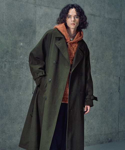 セール】Wool melton over coat/ウールメルトンオーバーコート（ステン