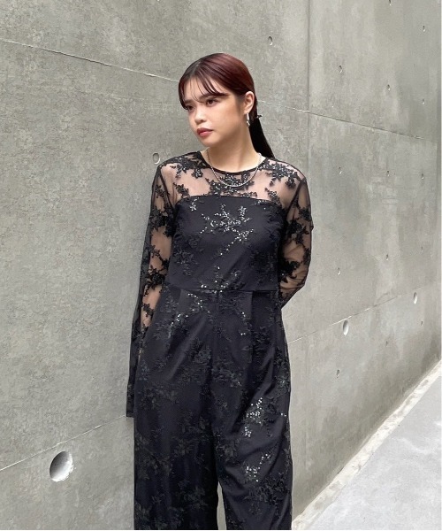 セール】SPANGLE LACE ROMPERS（サロペット/オーバーオール）｜Ameri