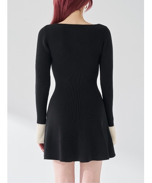 ダーリッチ リボンファーフレアニットミニワンピース Darich