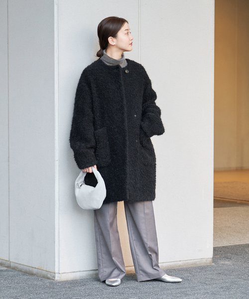 IENA（イエナ）の「ループツイードコクーンコート（ノーカラーコート