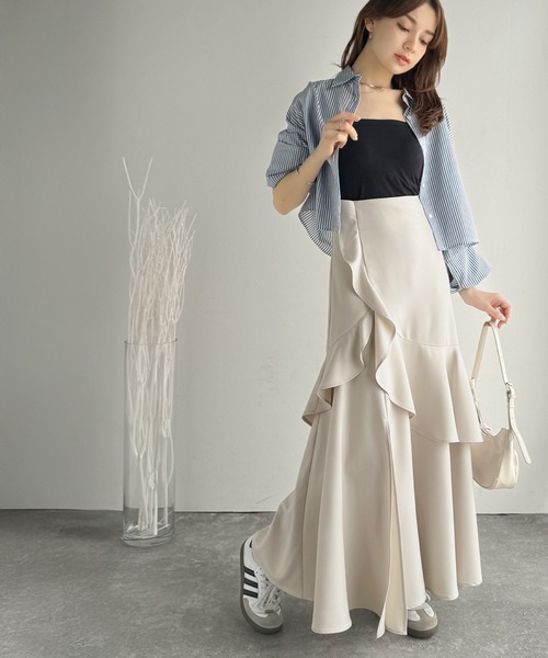 セール】【mily bilet】上品に揺れるシルエットが美しい。スリット入り