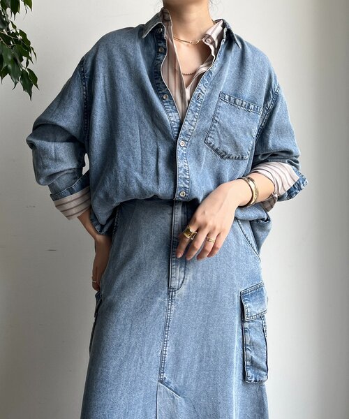 セール】リヨセルデニムシャツ（シャツ/ブラウス）｜DouDou（ドゥドゥ