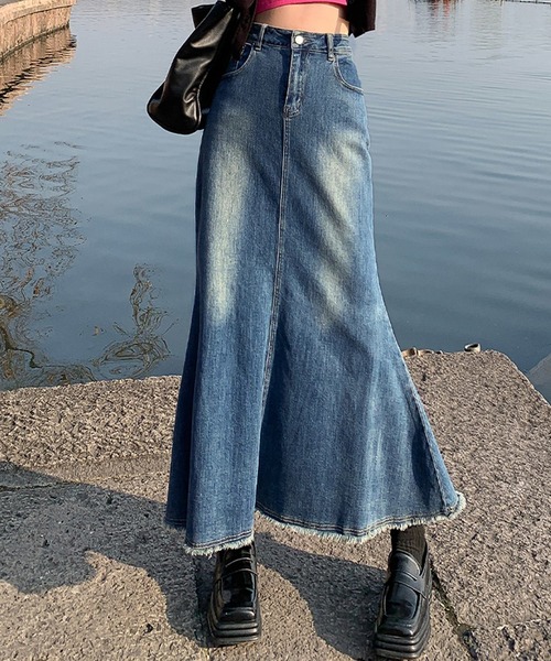 大きいサイズあり/ロング丈] 旬のY2Kスタイルに。切りっぱなしフリンジ