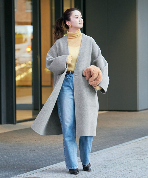 IENA（イエナ）の「モッサーダブルフェイス Vネックコート（ノーカラー