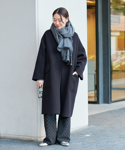 IENA（イエナ）の「モッサーダブルフェイス Vネックコート（ノーカラー