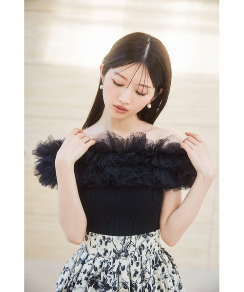 SNIDEL（スナイデル）の「ボリュームチュールドッキングニットプル