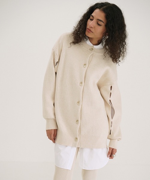 CLANE（クラネ）の「W FACE COLOR MIX HOLE SLEEVE C/D（カーディガン