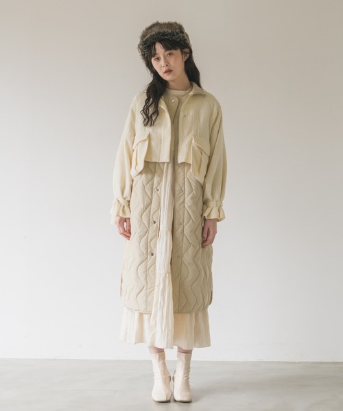 idem（イデム）の「many ways quilting & tweed coat/ツイード